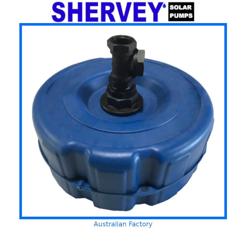 A blue damn float kit with a black poly fitting